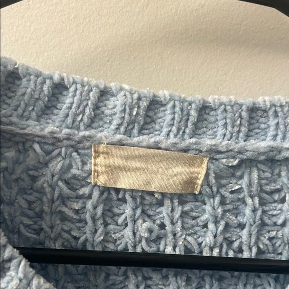 Altar'd State Light Blue Frayed Textured Knit Sweater - Picture 2 of 5
